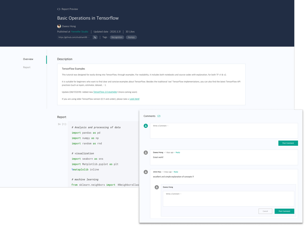 A published Yennefer report with inline comments and discussion