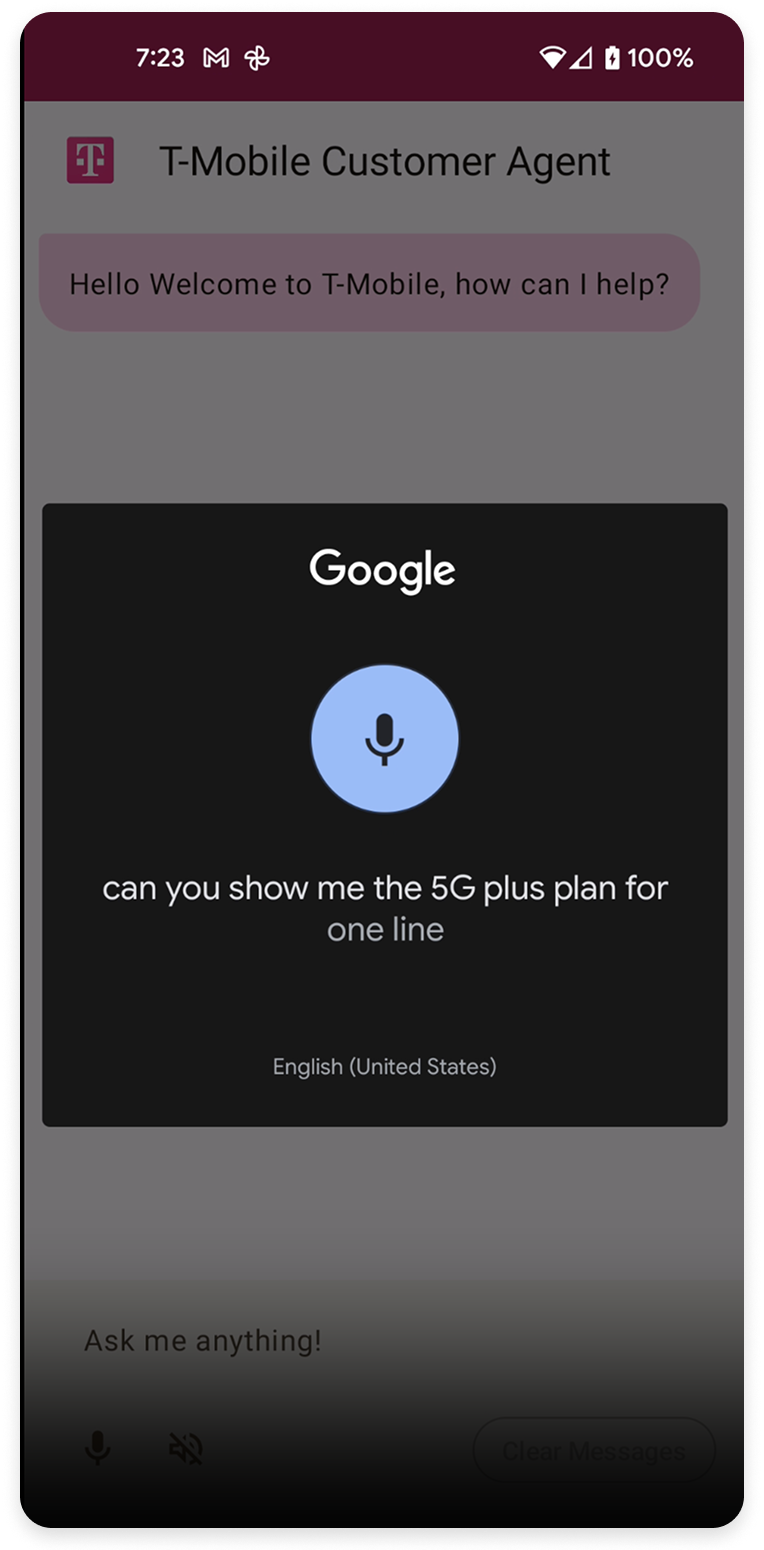 Before: generic Google voice UI