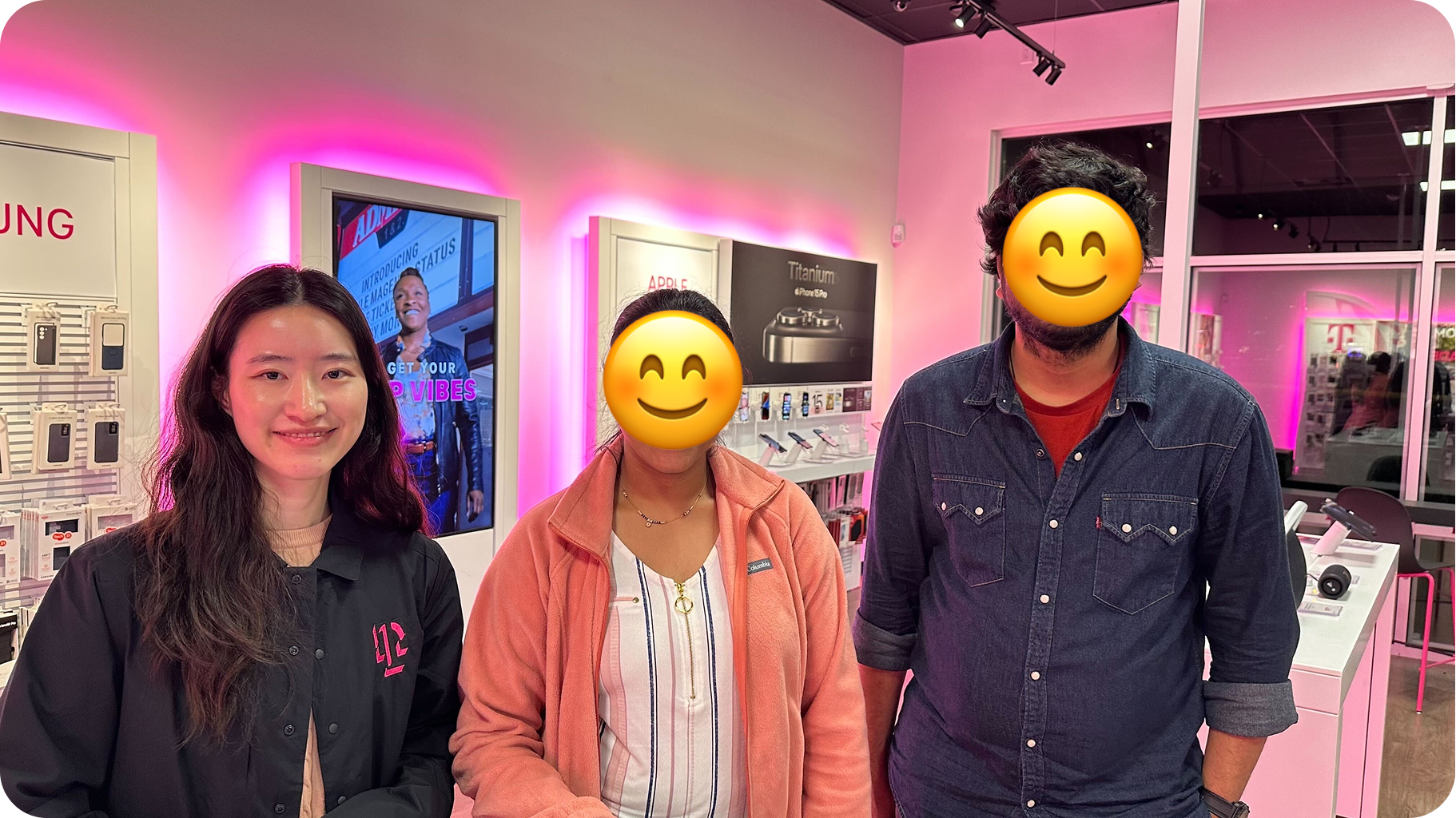 Soojin running MVP user testing with customers in a T-Mobile retail store