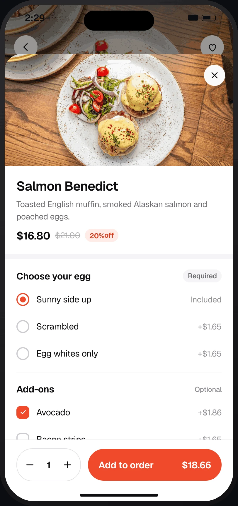 Final: item options with required and optional choices